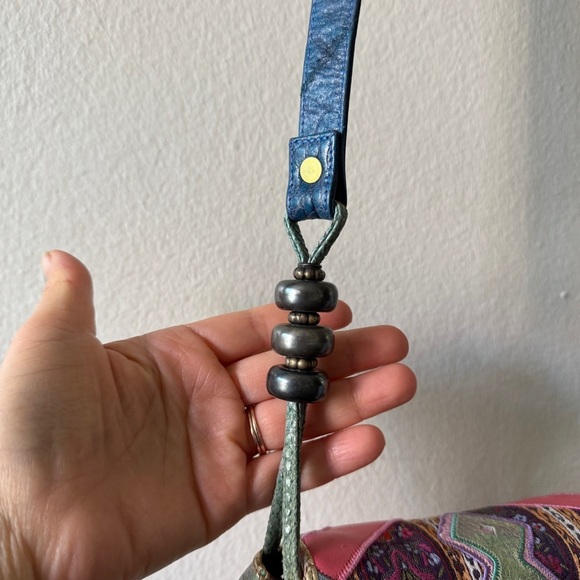 NWT 90s Vibrant Pink and Purple Crossbody Bag with Bohemian Flair patchwork - Picture 7 of 13